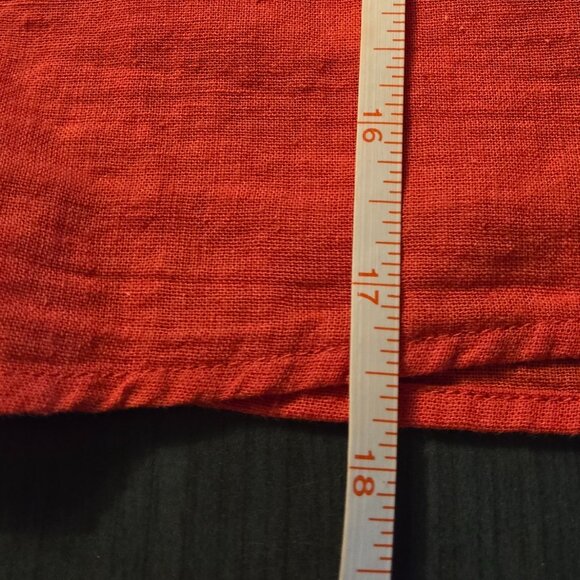 Red V-Neck cropped top blouse linen cotton size Large 12-14 - Picture 7 of 9
